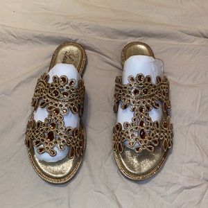 Gold Bedazzled Slides